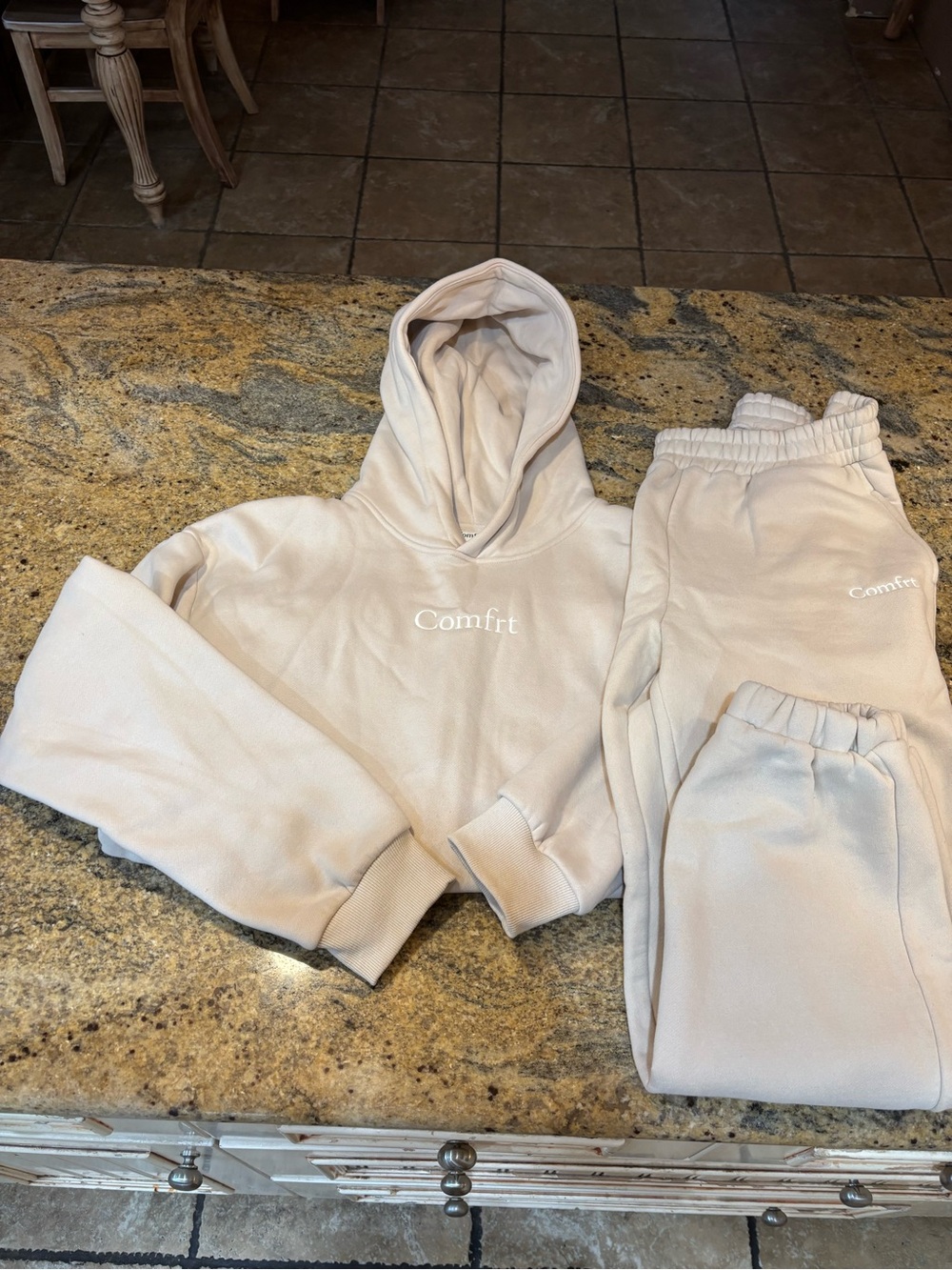 Women’s Comfrt Beige Hooded Sweatshirt and Joggers Set